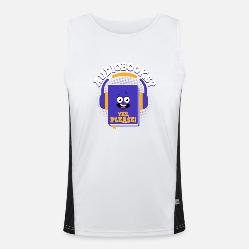Earpiece Escape: Conversations with Audiobooks Men's Functional Contrast Tank Top 