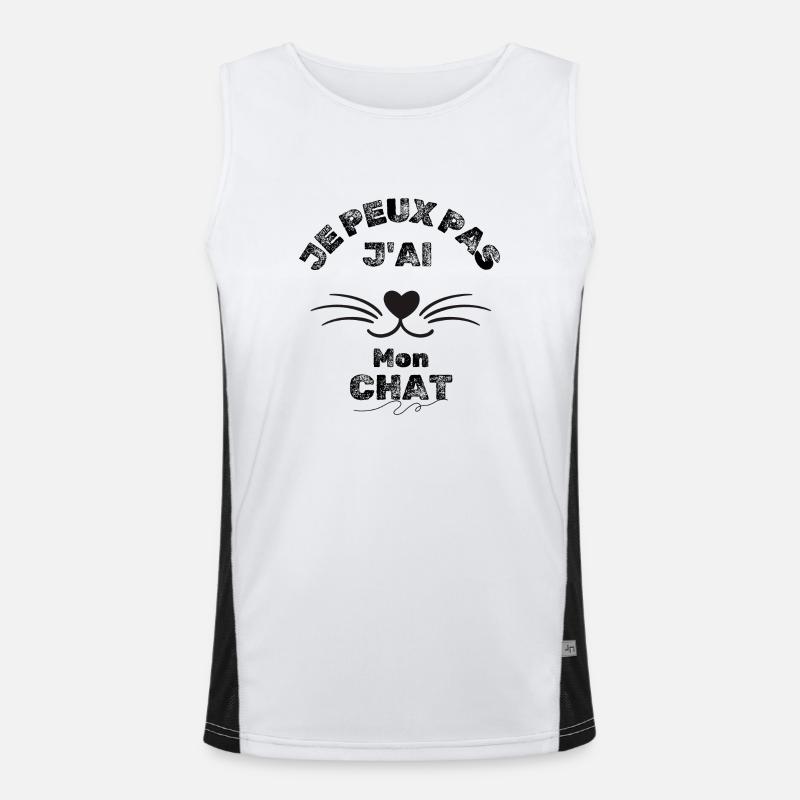 tee shirt chat humour j peux pas chat craquant Débardeur respirant contrasté Homme 