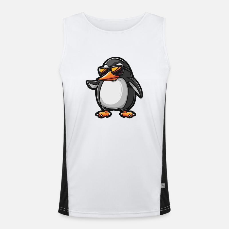 Pinguin Comic Cool Funktionelles Kontrast-Tank Top für Männer 