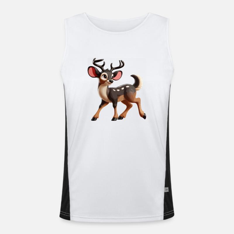 Red deer Cervus elaphus juvenile Men's Functional Contrast Tank Top 