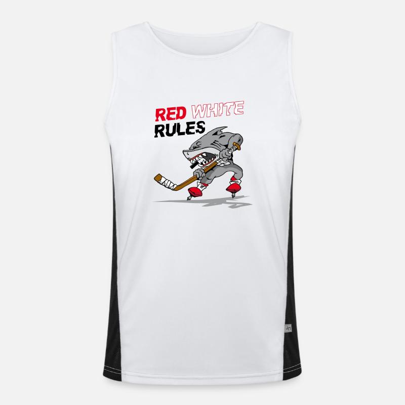 Red White Rules - Hokey Funktionelles Kontrast-Tank Top für Männer 