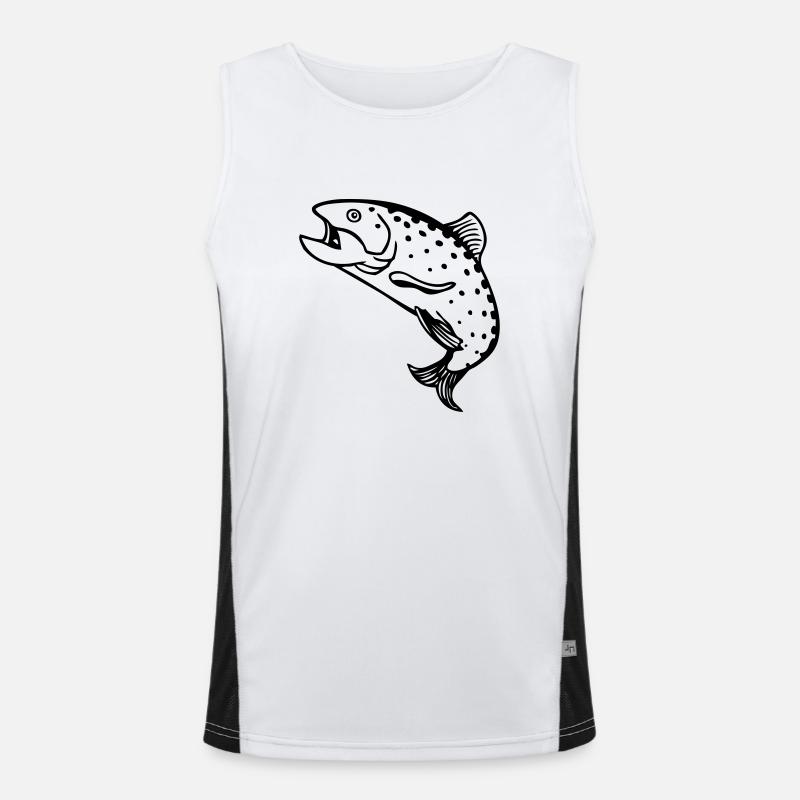 dessin pêcheur Truite saumon poisson pêche fun Débardeur respirant contrasté Homme 
