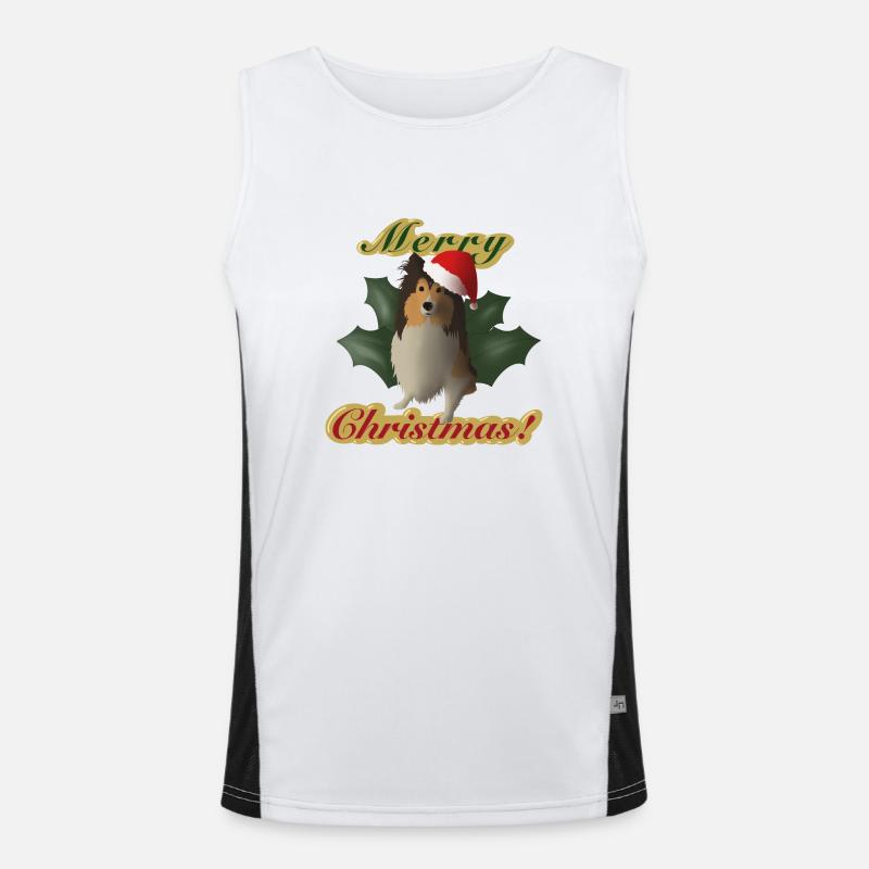 Joyeux Noël Sheltie Comic Dog Noël Débardeur respirant contrasté Homme 