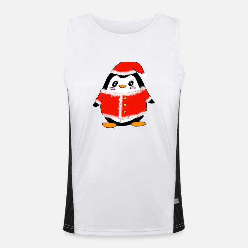 Pinguin Weihnachtsmann Funktionelles Kontrast-Tank Top für Männer 