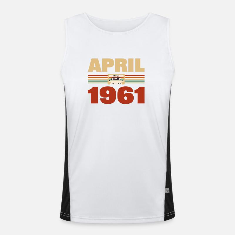 62nd birthday April Born 1961 Gift idea Men's Functional Contrast Tank Top 