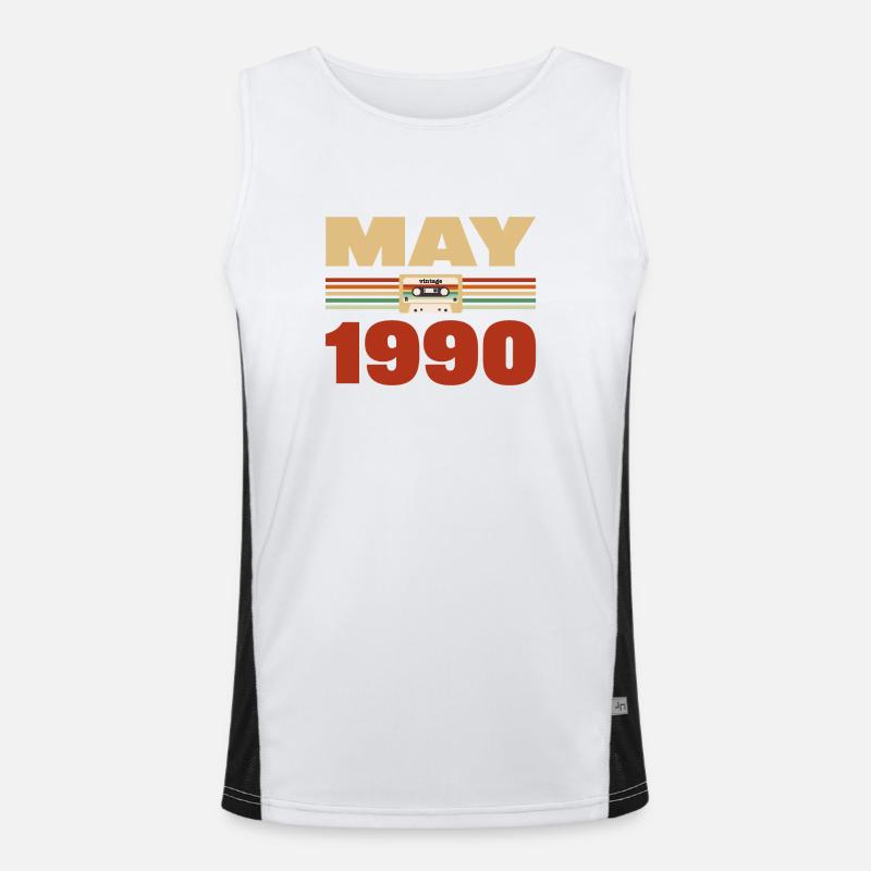 33rd Birthday May Vintage 1990 Gift Idea Men's Functional Contrast Tank Top 