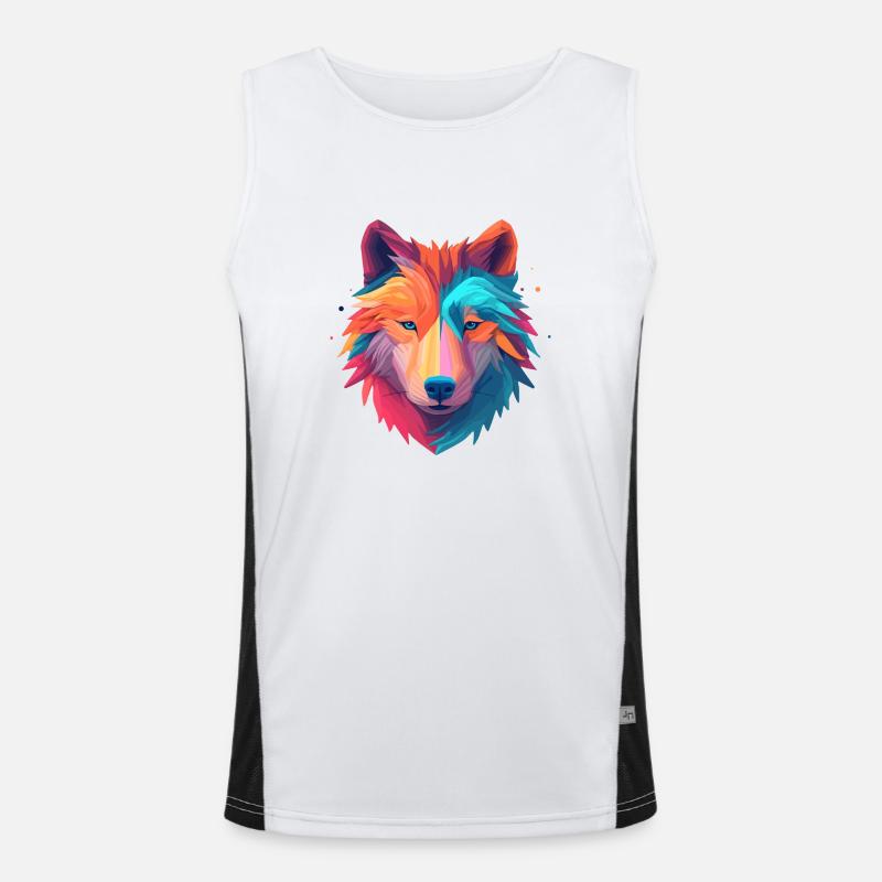 Wolf dans un design minimal coloré heureux Débardeur respirant contrasté Homme 