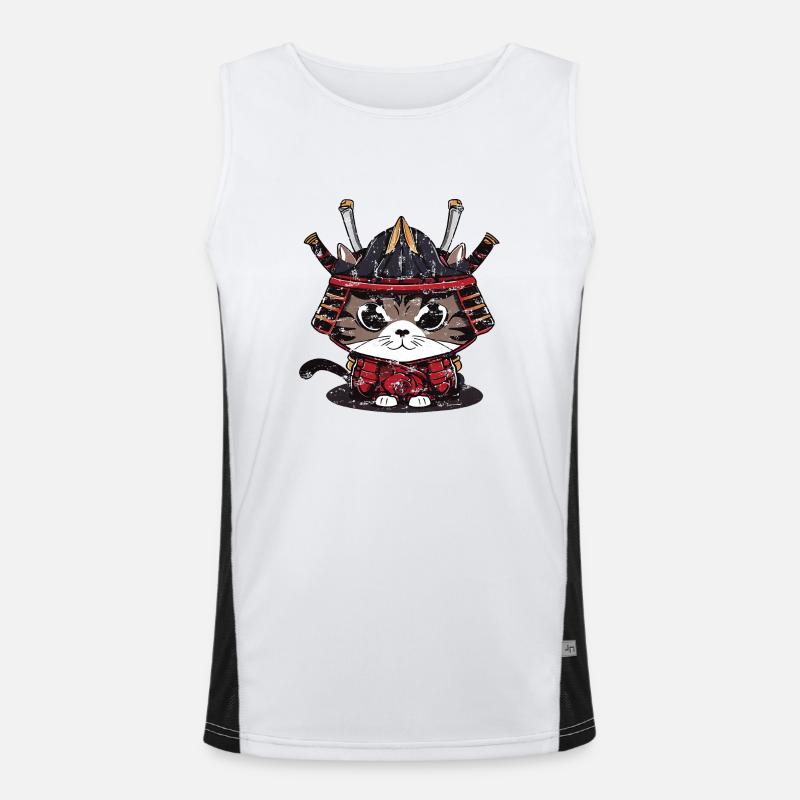 Mignon chat samouraï vêtements traditionnels Débardeur respirant contrasté Homme 