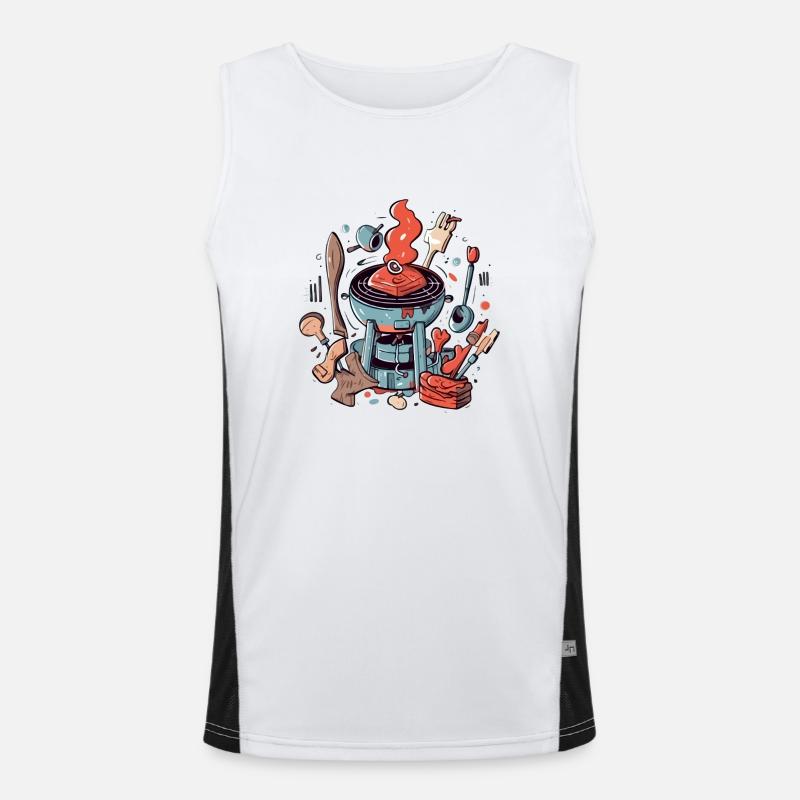 Barbecue and utensils n°2 Men's Functional Contrast Tank Top 