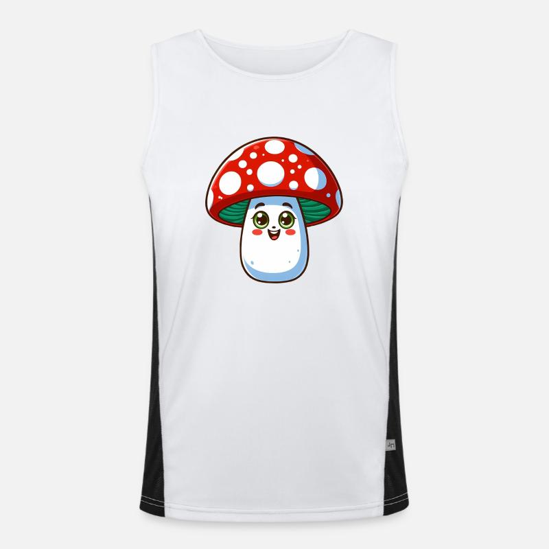 Funny cheerful toadstool - Men's Functional Contrast Tank Top  - white/black