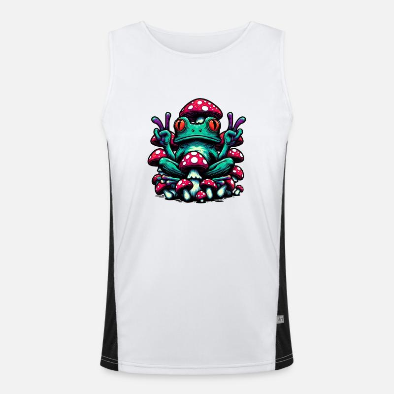Frog with toadstool - Men's Functional Contrast Tank Top  - white/black