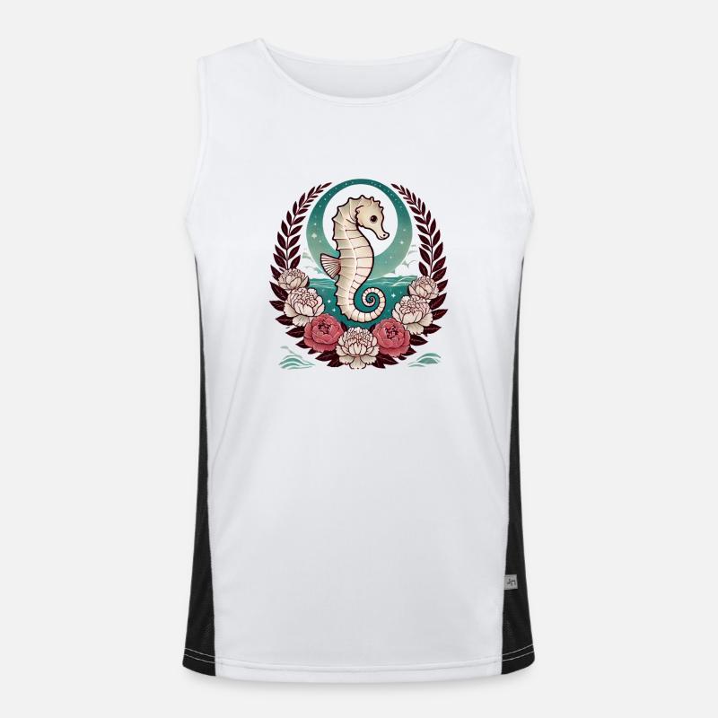 Retro Seepferdchen Funktionelles Kontrast-Tank Top für Männer 