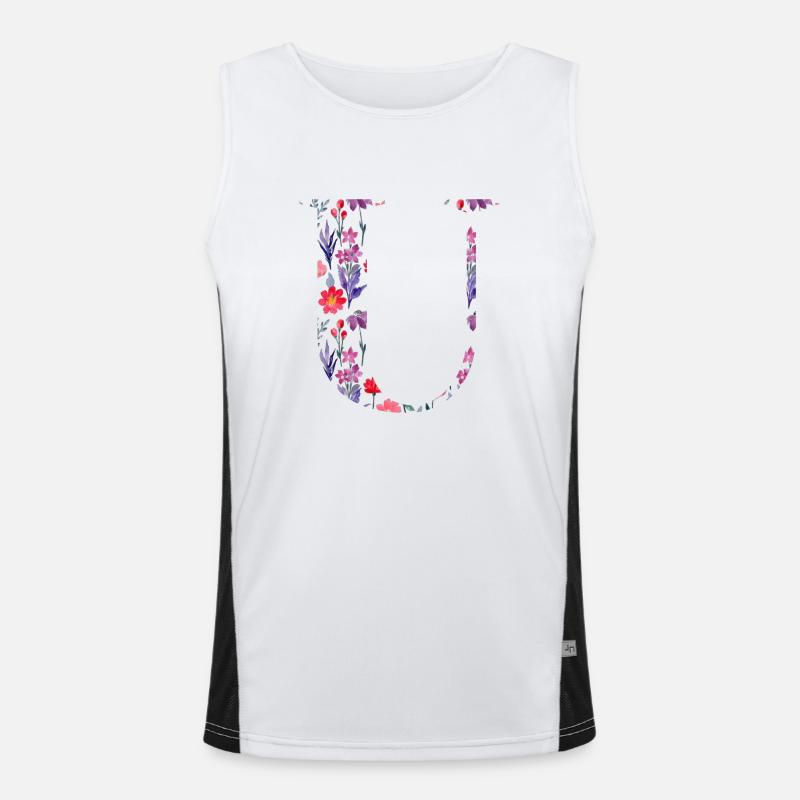Floral personalised u letter - gift idea Men's Functional Contrast Tank Top 