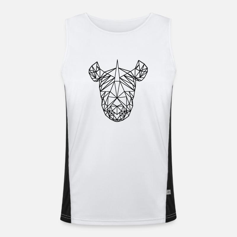 Rhino LowPoly Black & White Men's Functional Contrast Tank Top 