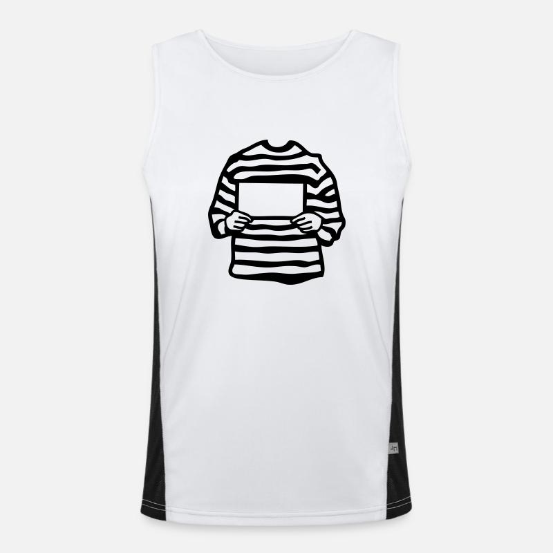 prisoner prisoner pancarte3 empty empty - Men's Functional Contrast Tank Top  - white/black