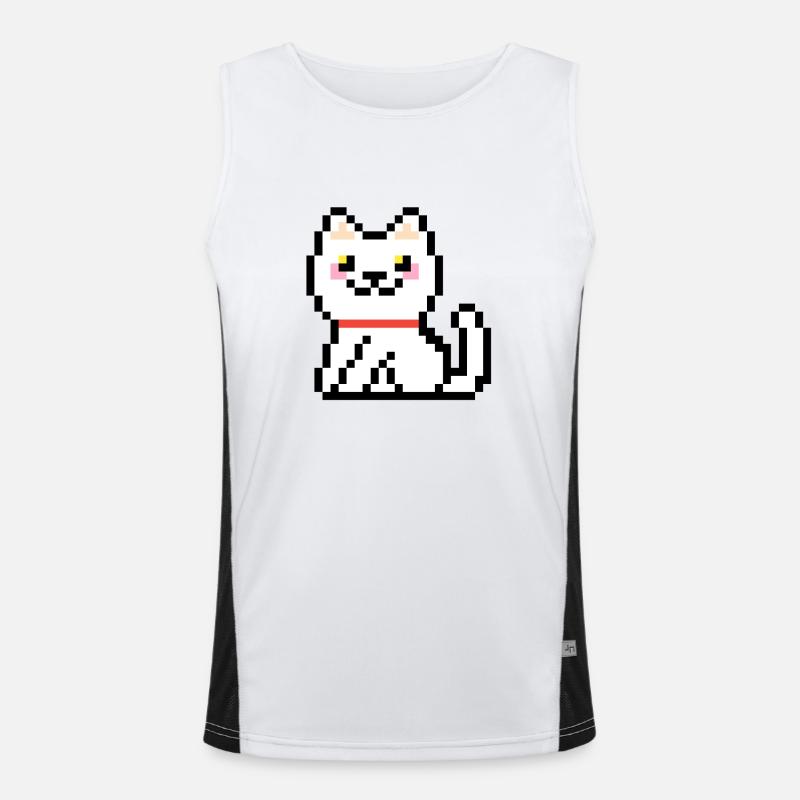 8-BIT WHITE CAT Men's Functional Contrast Tank Top 