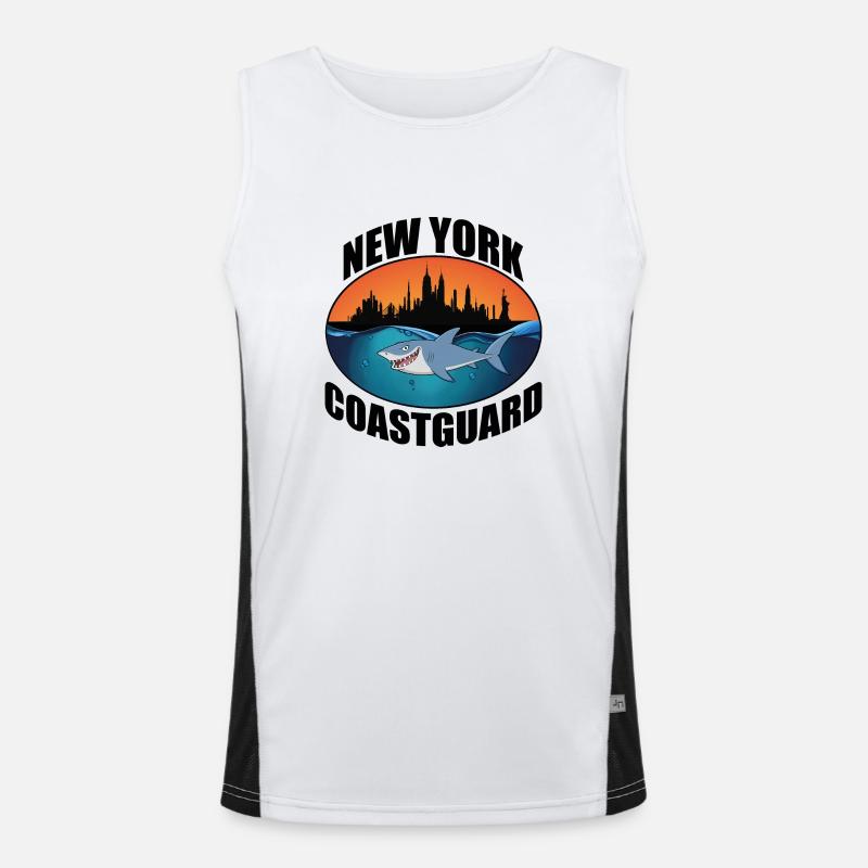 New York Coastguard Shark Design Men's Functional Contrast Tank Top 