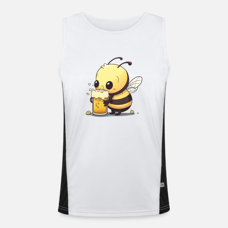 Cute bee with beer. Men's Functional Contrast Tank Top 