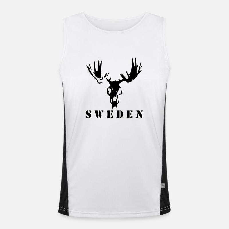 Elchschädel Schweden Funktionelles Kontrast-Tank Top für Männer 