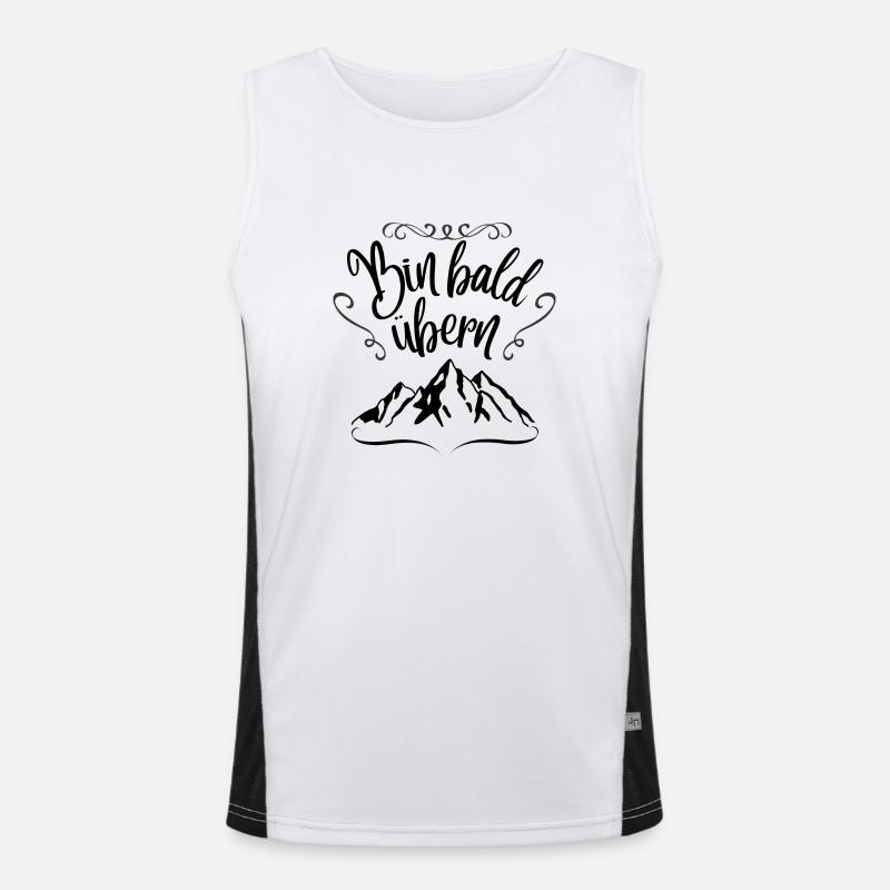 Bin bald übern Berg Berge Wandern Geschenkidee Funktionelles Kontrast-Tank Top für Männer 