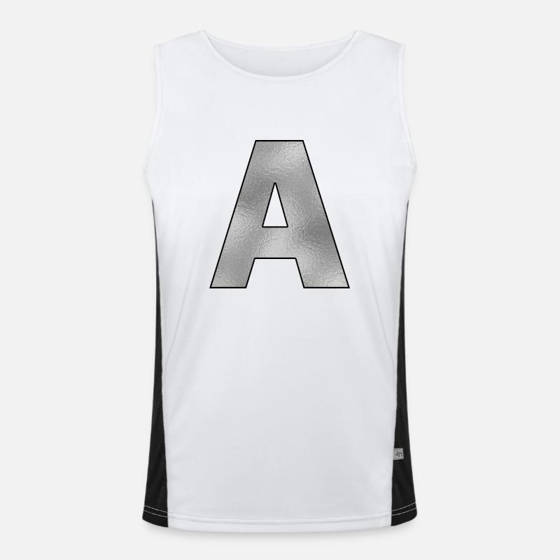 Buchstabe A Silber Funktionelles Kontrast-Tank Top für Männer 