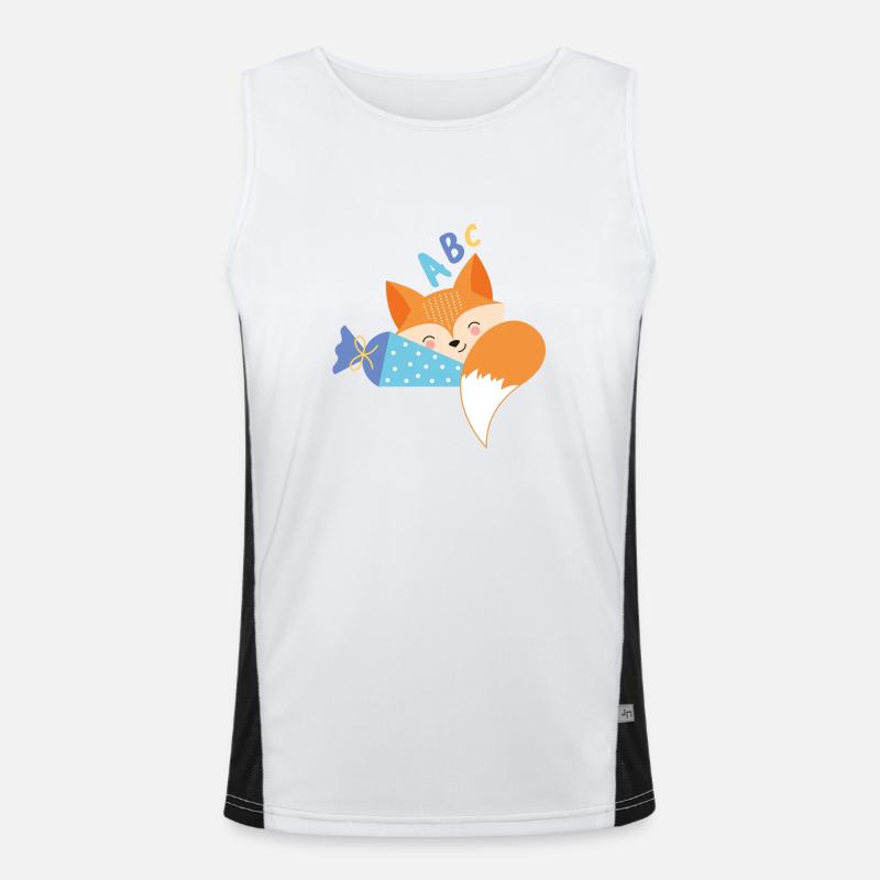 Fox with school cone school enrollment Men's Functional Contrast Tank Top 