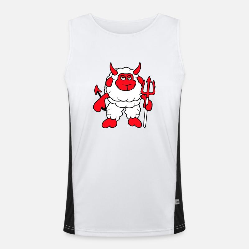 Mouton Diable Satan Enfer Mal Trident Cornes Cool Débardeur respirant contrasté Homme 