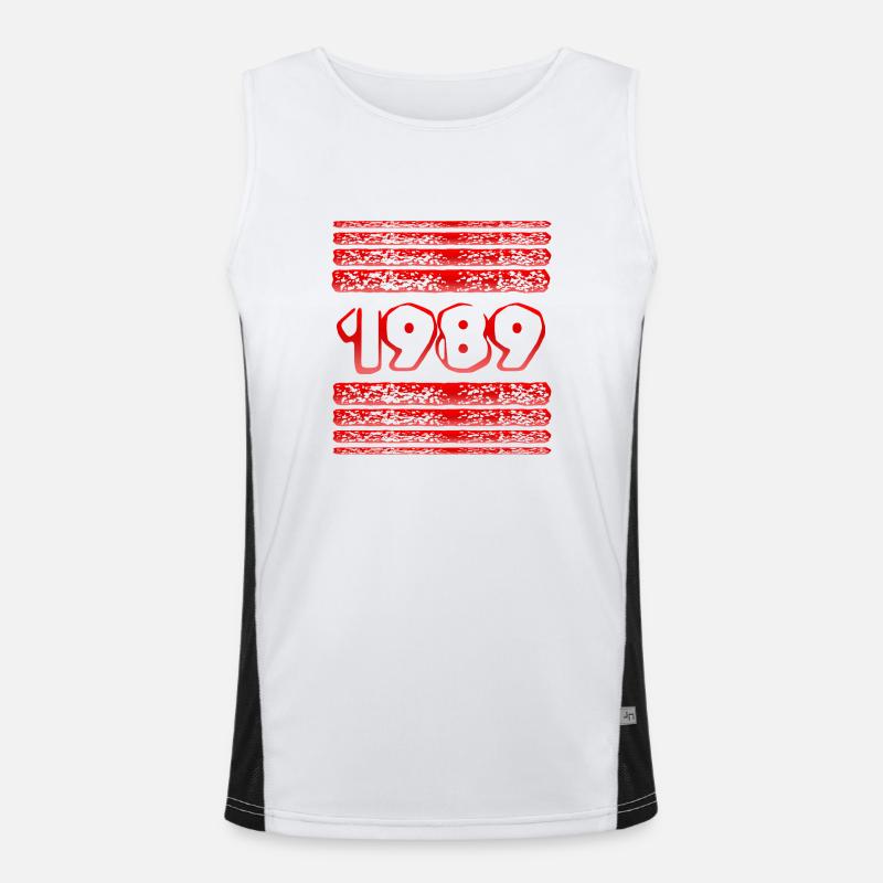 Year 1989 - Men's Functional Contrast Tank Top  - white/black