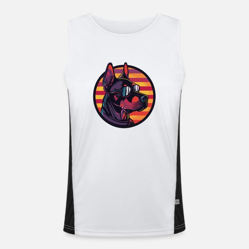 Dobermann Hund Cool Comic Funktionelles Kontrast-Tank Top für Männer 