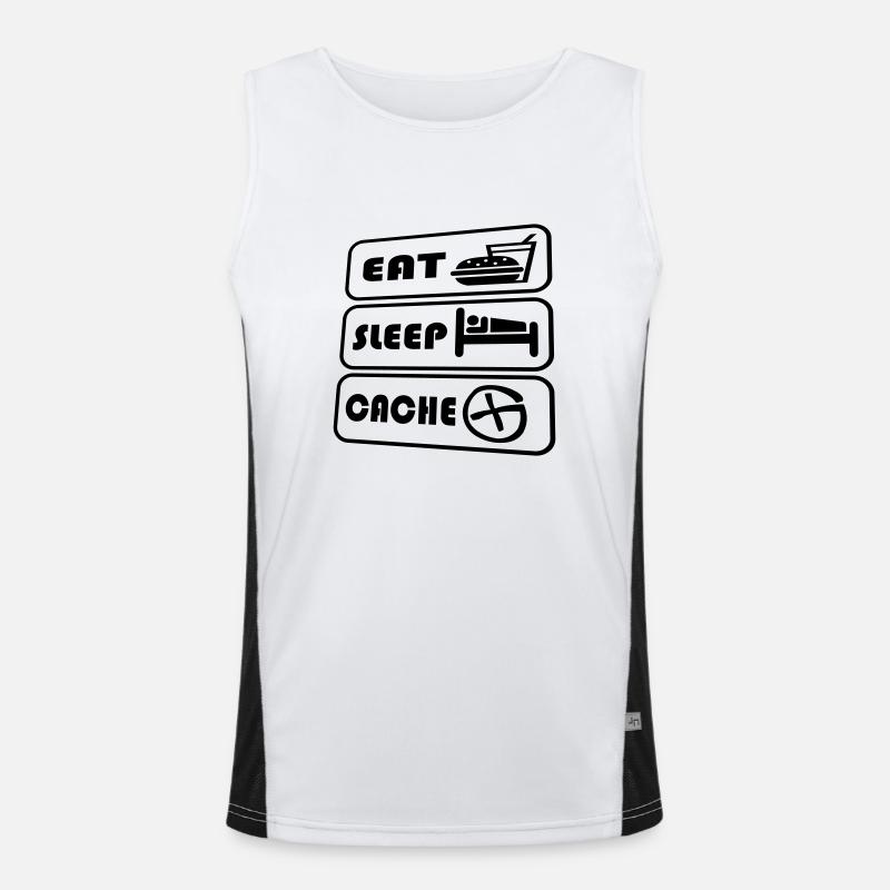 1025_eat_sleep_cache Funktionelles Kontrast-Tank Top für Männer 