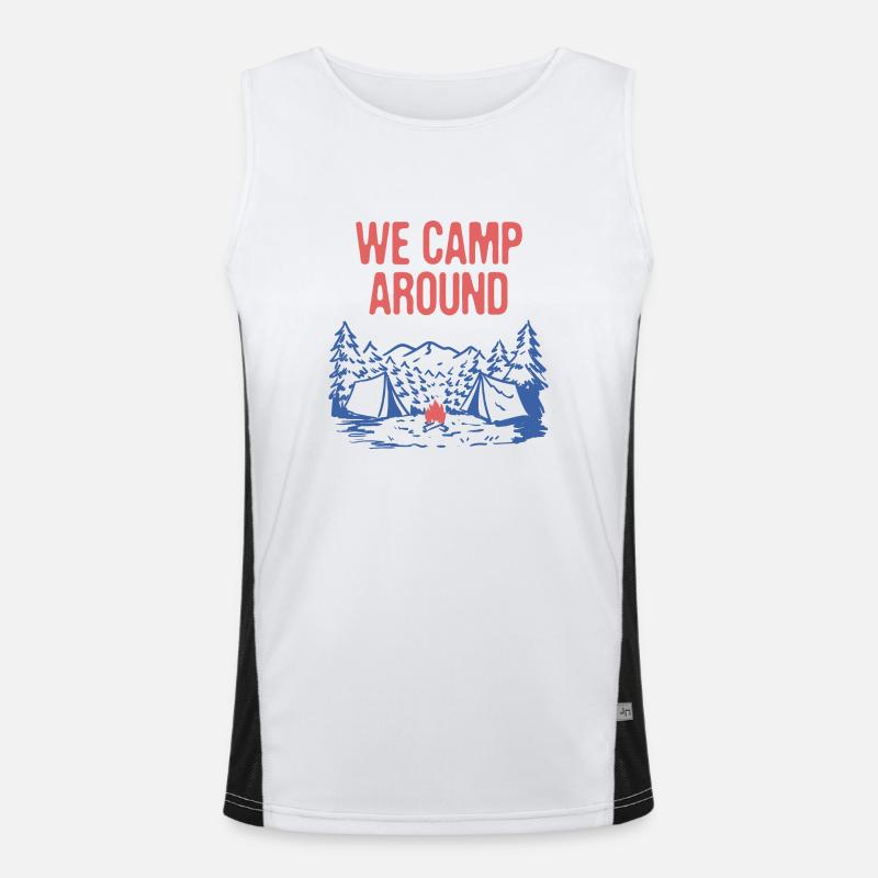We Camp Around Summer Camping Tropical Camper Funktionelles Kontrast-Tank Top für Männer 