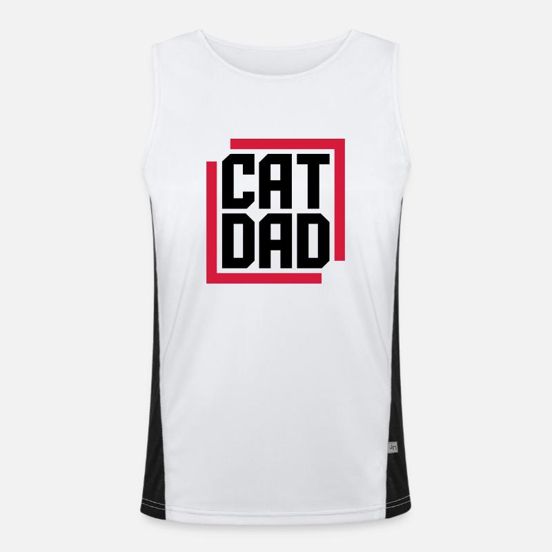 Cat Dad Logo Design Funktionelles Kontrast-Tank Top für Männer 