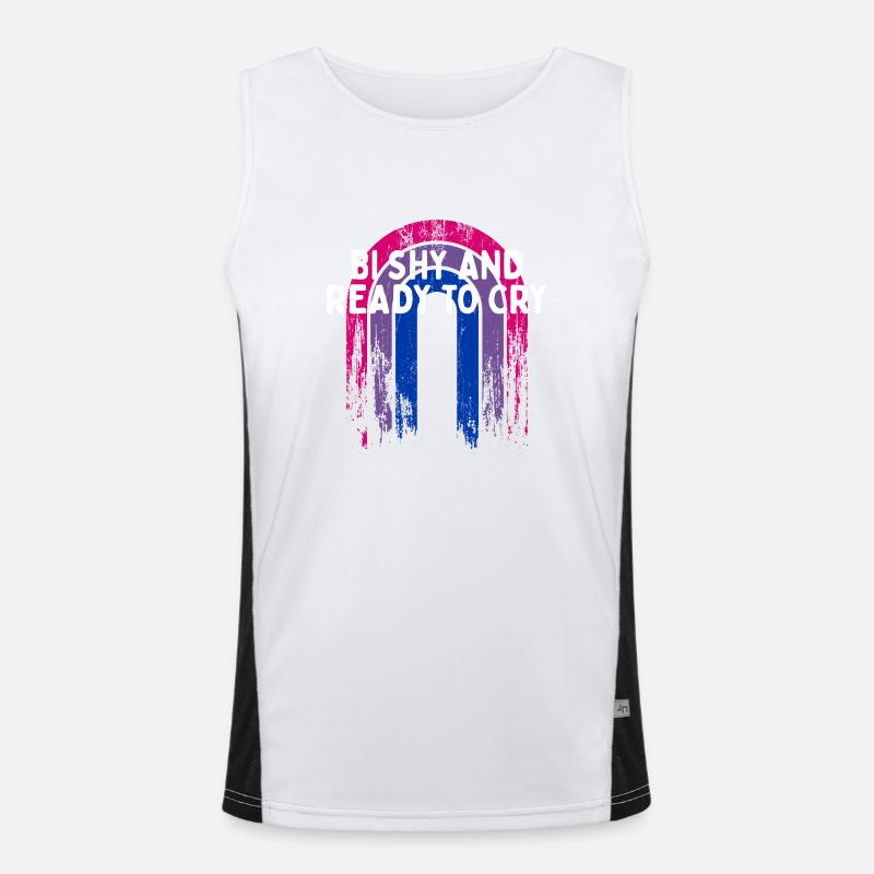 Bi Shy and Ready to Cry Bisexual Introvert Bi Funktionelles Kontrast-Tank Top für Männer 