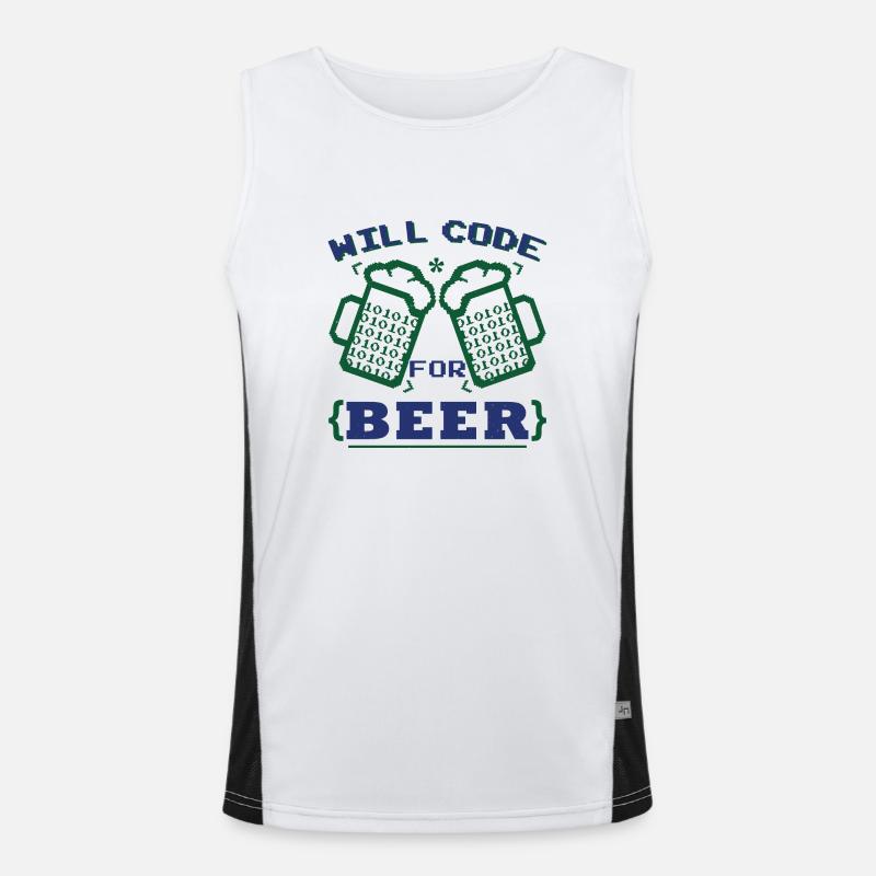 Funny Beer Coding Coder Men's Functional Contrast Tank Top 