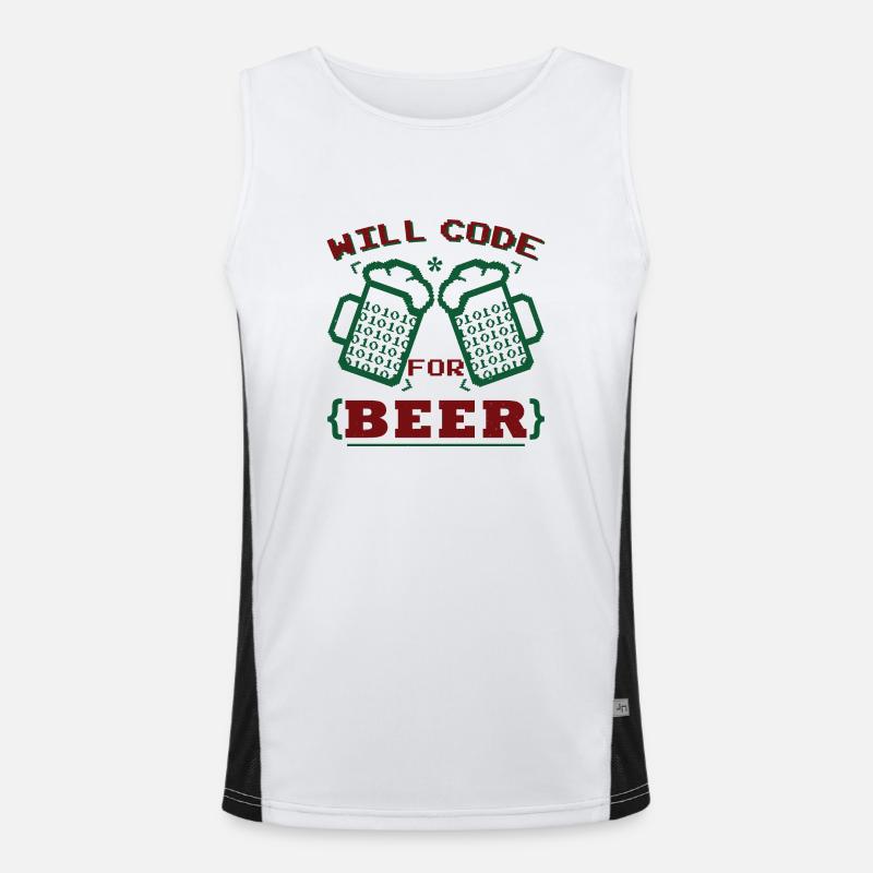Will Code For Beer - Men's Functional Contrast Tank Top  - white/black