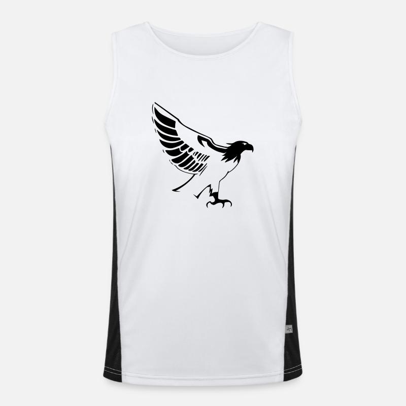 Flying eagle opening wings in profile Men's Functional Contrast Tank Top 