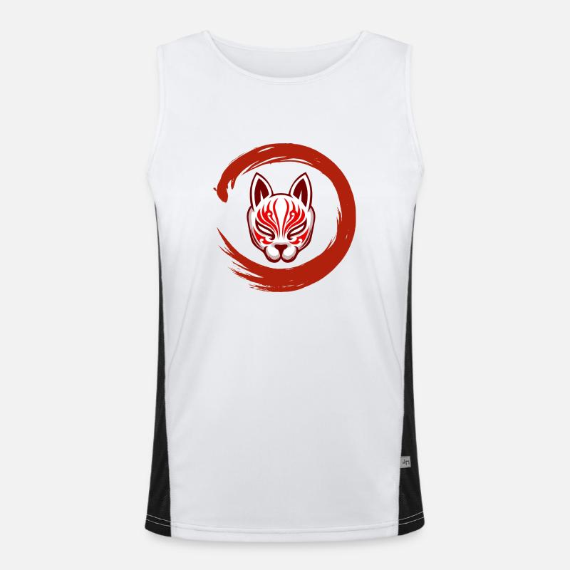 Red Circle Samurai Maske Funktionelles Kontrast-Tank Top für Männer 