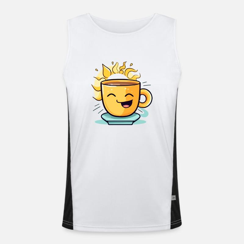 Fröhlicher Kaffee Funktionelles Kontrast-Tank Top für Männer 