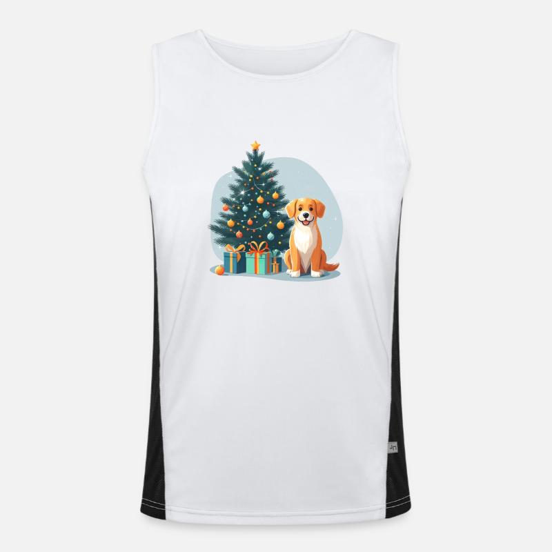 Labrador Christmas Weihnachtsbaum Geschenk Funktionelles Kontrast-Tank Top für Männer 