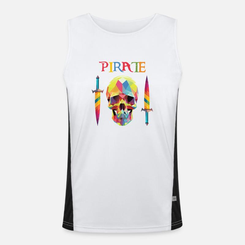 Pirate - Low Poly Skull Men's Functional Contrast Tank Top 