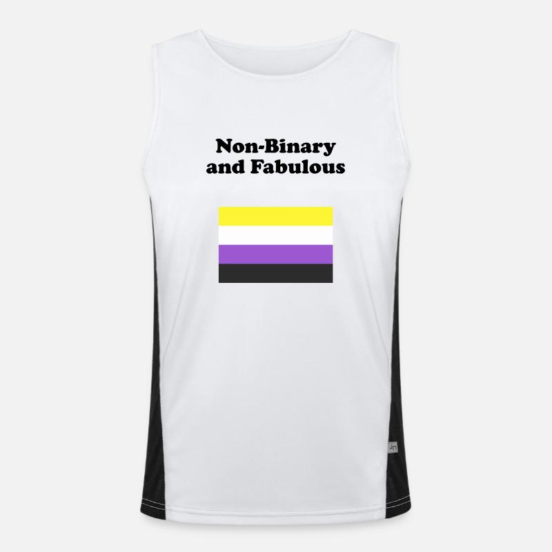 Non Binary and Fabulous - Men's Functional Contrast Tank Top  - white/black