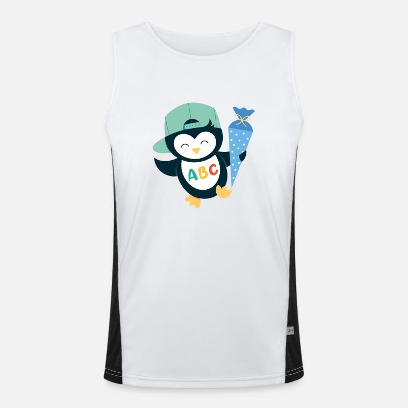 Pinguin mit Schultüte Einschulung Schulkind Funktionelles Kontrast-Tank Top für Männer 