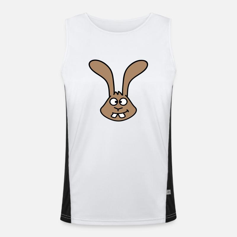 Rabbit looks squints grimace funny silly smile Men's Functional Contrast Tank Top 
