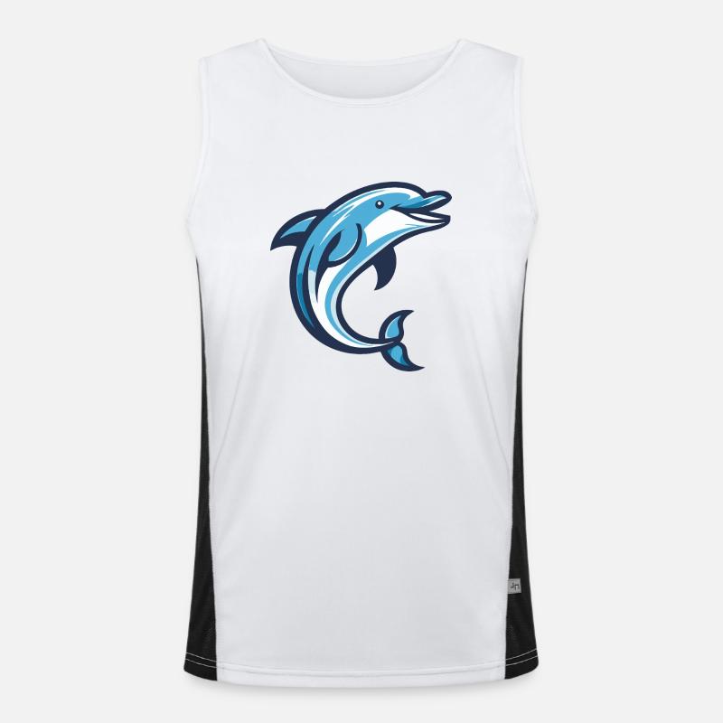 Dolphin blue wave Men's Functional Contrast Tank Top 