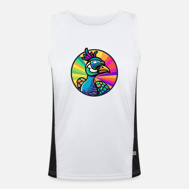 Pfau Vogel Comic Cool Funktionelles Kontrast-Tank Top für Männer 