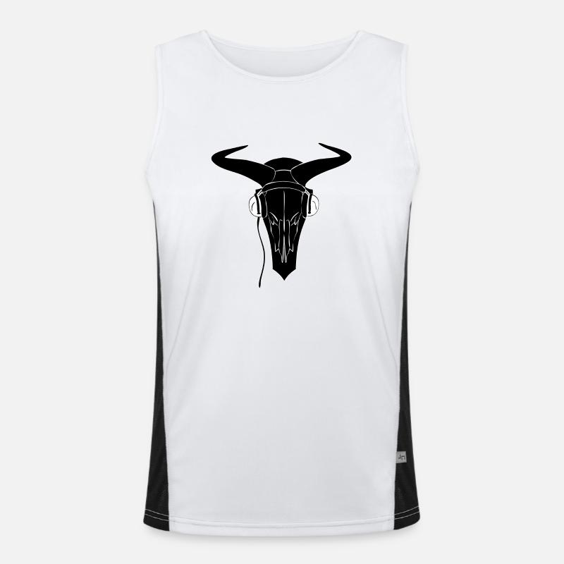 Bison Skull b/w Men's Functional Contrast Tank Top 