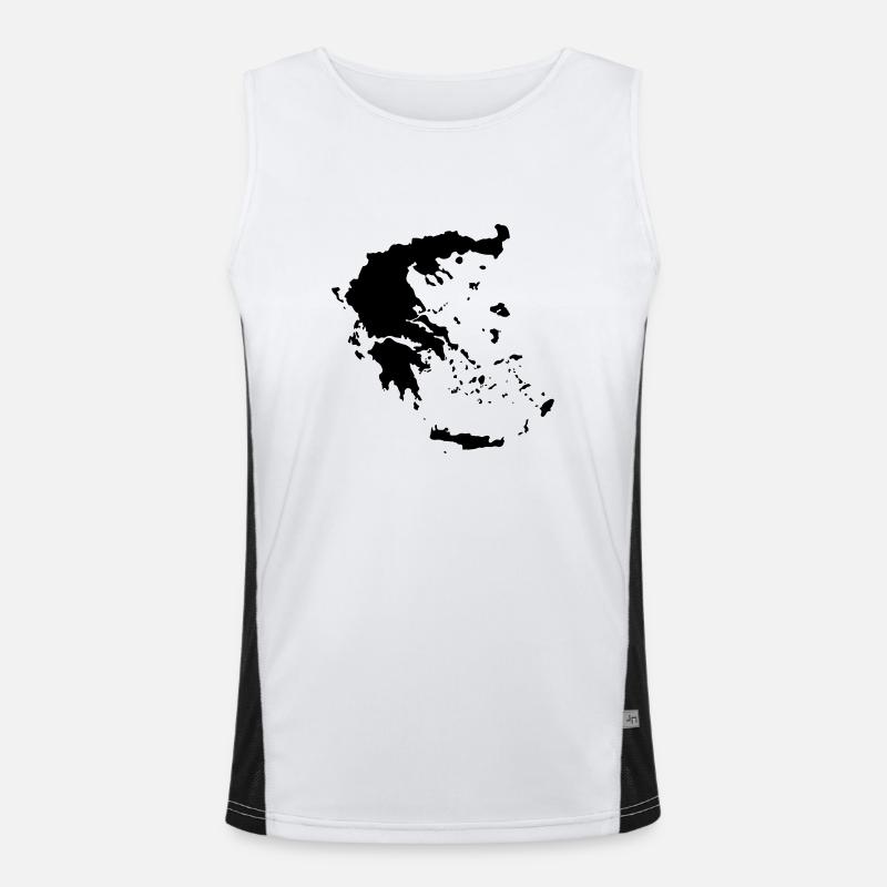 Greece Map - Men's Functional Contrast Tank Top  - white/black
