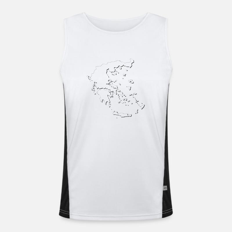 Greece map as an outline Men's Functional Contrast Tank Top 