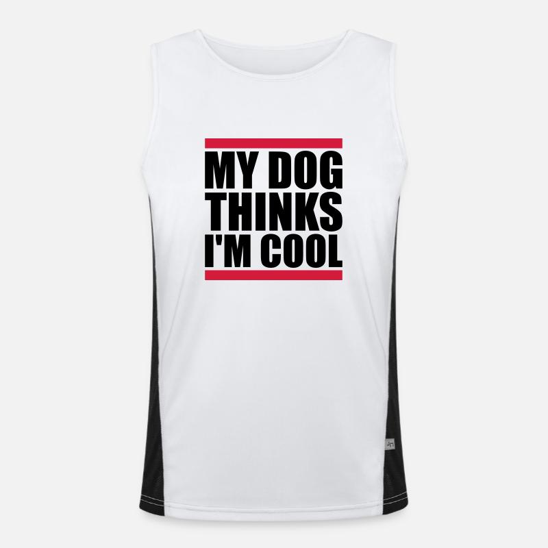Dog thinks in the cool Men's Functional Contrast Tank Top 
