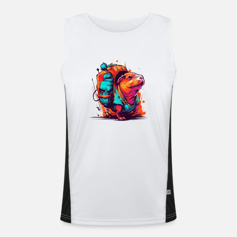 Mole rat fully on the move with backpack Men's Functional Contrast Tank Top 